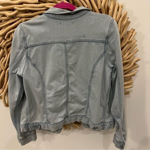 Vintage America Light Wash Button Down Jean Jacket With Stretch, Large - Picture 7 of 7